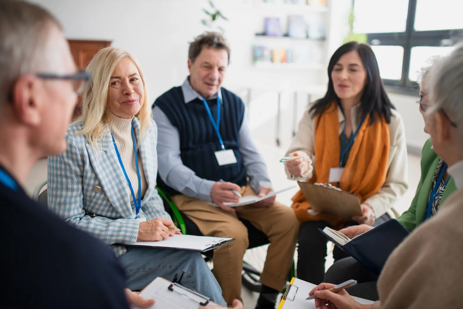 Education professionals in a group discussion